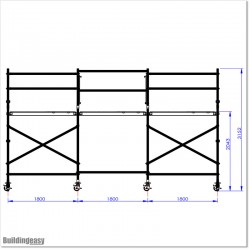 This scaffolding 5.4M wide, 3M high and 0.7M deep.