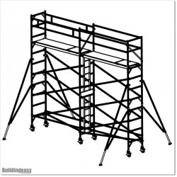 Overall height is 4.4M. Platform height is 3.4M. Scaffolding is 5M wide and 0.8M deep