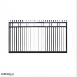 Gate is 3200mm wide and gate height is 1830mm. Gate top is fitted with spears