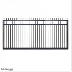 Gate is 4200mm wide and gate height is 1830mm. Gate top is fitted with spears