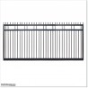 Gate is 4200mm wide and gate height is 1830mm. Gate top is fitted with spears