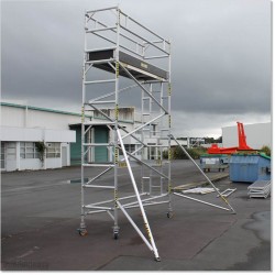3.4M High mobile Narrow Aluminium scaffolding for industrial use.
