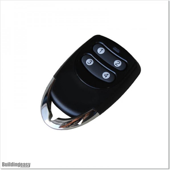 This is black colour remote control. Operating on 433.92 MHz frequency.