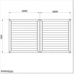 This louver gate is 5.6M wide and gate height is 1.65M. Gate colour is Silver Pearl.