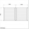 This louver gate is 5.6M wide and gate height is 1.65M. Gate colour is Silver Pearl.