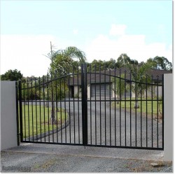 Quality Aluminium Curved Top 4M Wide Double Swing Gates With Accessories