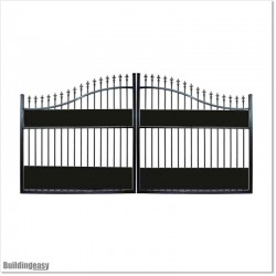 Quality Aluminium Curved Top 3.5M Wide Double Swing Gates With Fitted Plates
