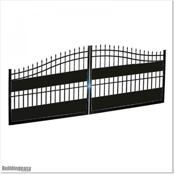 Covered Aluminium Curved Top 5M Wide Double Swing Gates With Parts.