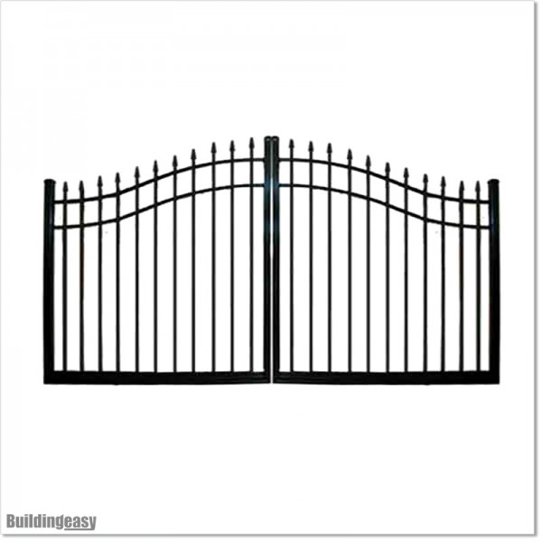 3.4M wide Aluminium 1.5M High Curved Double swing Gate in Auckland