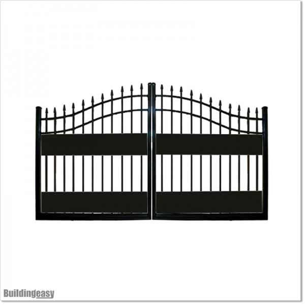 2.7M Plates Fitted Arch Top Aluminium Double Swing Gate 1.7M High.