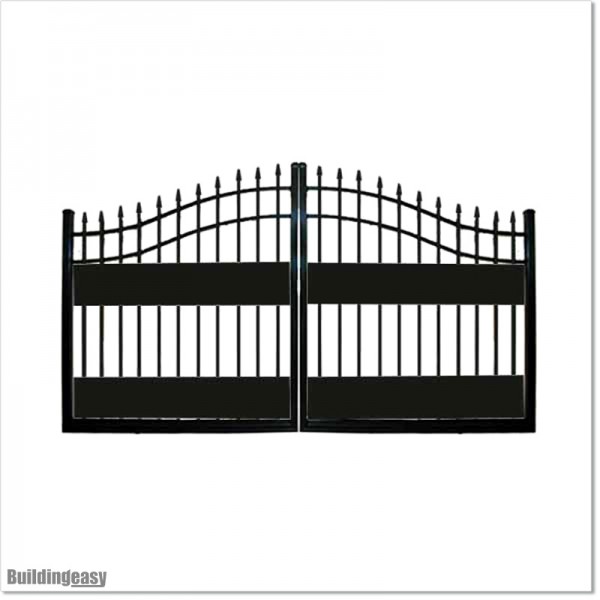 Black Arch top Double Swing Gates 2.9mM Wide With Two Fitted Plates.