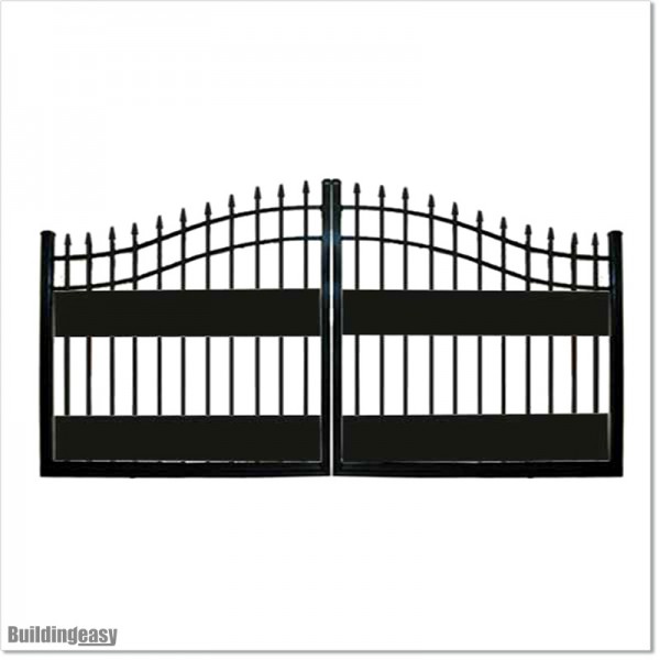 1.5M High Covered Aluminium Curved Top 3.4M Wide Double Swing Gates.