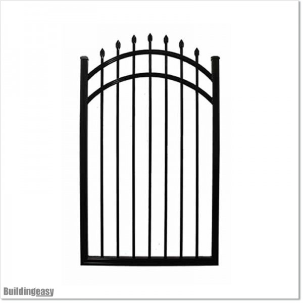 Aluminium Curved Top Pedestrian Gates 1M Wide in Black Colour