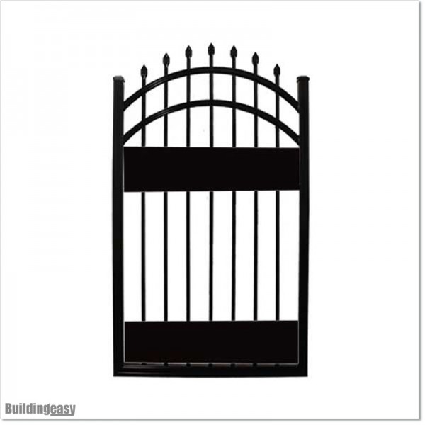 Aluminium Curved Top Pedestrian Gates 1M Wide in Black Colour