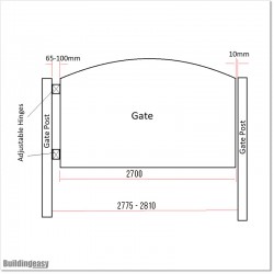 2.7M Wide Aluminium Arch Single Swing Gate includes Parts.