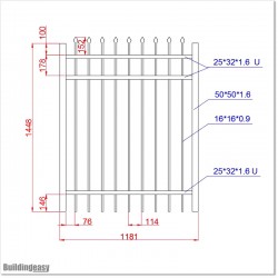 Steel pedestrian gate is 1.2M wide and 1.45 high.