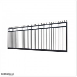 Gate is 4700mm wide and gate height is 1830mm. Gate top is fitted with spears