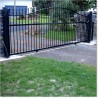 Black Arch Top Double Sliding Gates 4M Wide and 1.8M High in Auckland.
