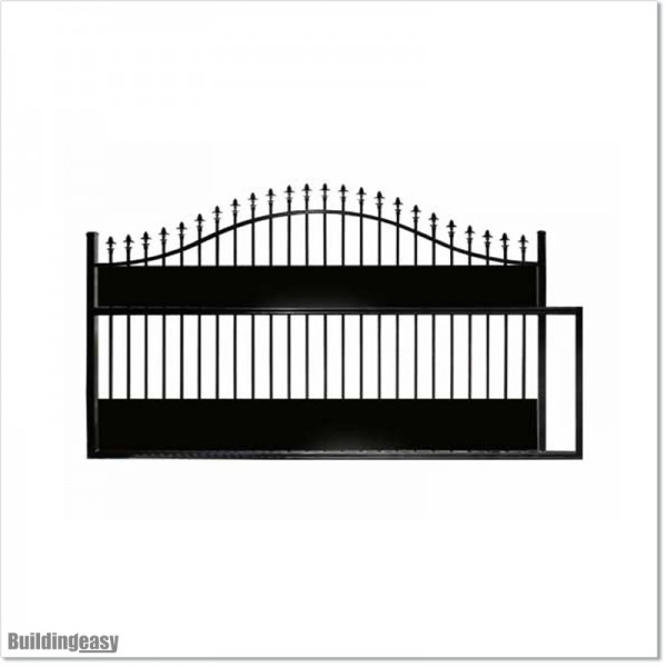 Black Arch Top Sliding Gates 4M Wide & 1.8M High Covered With Plates