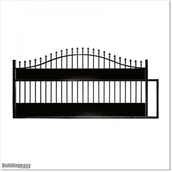 5M Wide Curved Top Aluminium Sliding Gate 1.8M High With Added Privacy