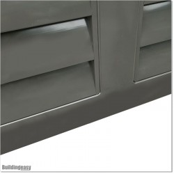 Aluminium Louver Fence is 1.45M high and 1.8M wide. Colour is Iron Sand.