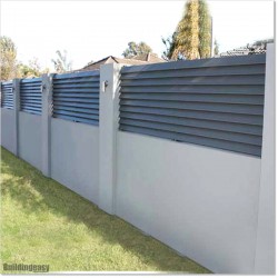 Aluminium Louver Fence is 1.7M high and 1.8M wide. Colour is Silver Pearl.