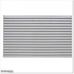 Aluminium Louver Fence is 1.8M high and 1.8M wide. Colour is Silver Pearl.
