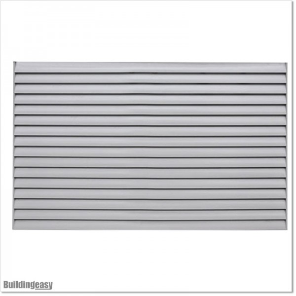 Aluminium Louver Fence is 1.8M high and 1.8M wide. Colour is Silver Pearl.
