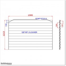 Aluminium Louver Fence is 1.2M high and 1.5M wide. Colour is Silver Pearl.