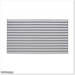 Aluminium Louver Fence is 1.45M high and 1.5M wide. Colour is Silver Pearl.