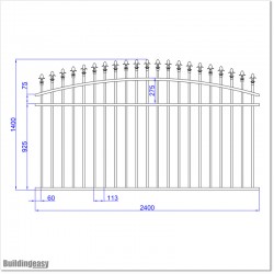 1.4M High Arch Top Black Colour Aluminium Fencing Panel in Auckland.