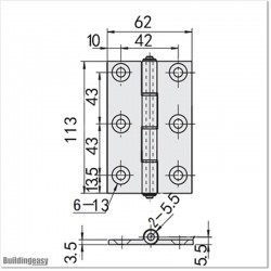 Non Ajustable Aluminium Low weight Gate Hinge in Black Colour.