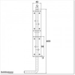 Drop Bolt For Swing Gates 600MM Long Black Colour Powder Coated.