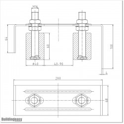 Roller guide fits to the side of the gate post. Three mounting holes to fit the guide to the Post