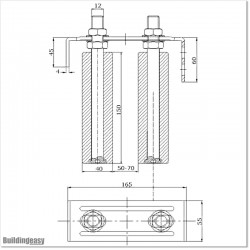 Two Roller Guide With Stainless Steel Bracket and Two 150mm Large Rollers.