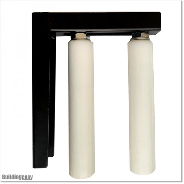 Two Roller Guide With Strong L Bracket and Two 250mm Large White Rollers.