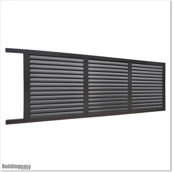 5.5M Wide & 1.8M High Flat Top Louver Sliding Gate in Iron Sand Colour.