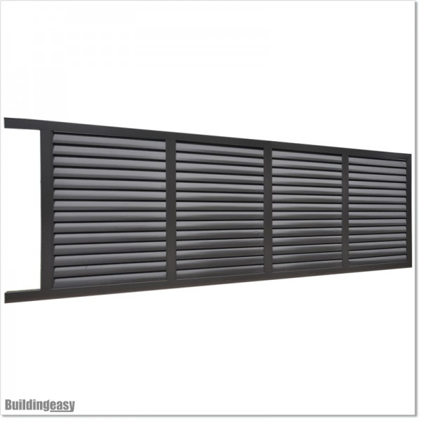 6M Wide & 1.8M High Flat Top Louver Sliding Gate in Iron Sand Colour.