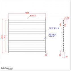 Aluminium Louver Fence Frame Look is 1.7M high and 1.8M wide. Colour is Iron Sand.