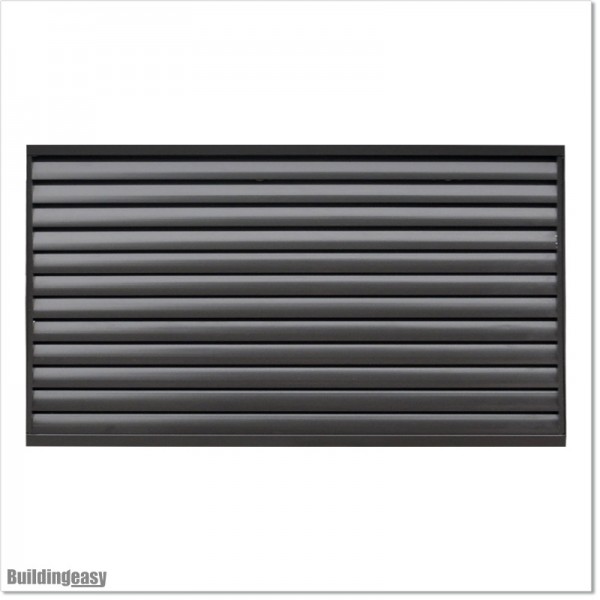 Aluminium Louver Fence Frame Look is 1.45M high and 1.8M wide. Colour is Iron Sand.