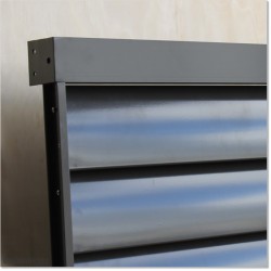 Aluminium Louver Fence Frame Look is 1.2M high and 1.8M wide. Colour is Iron Sand.