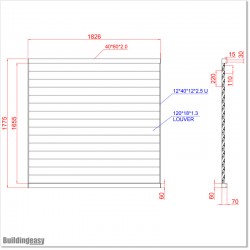 Aluminium Louver Fence Frame Look is 1.8M high and 1.8M wide. Colour is Silver Pearl