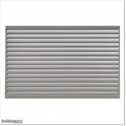 Aluminium Louver Fence Frame Look is 1.8M high and 1.8M wide. Colour is Silver Pearl