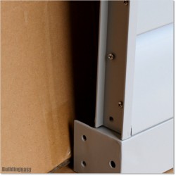 Aluminium Louver Fence Frame Look is 1.7M high and 1.8M wide. Colour is Silver Pearl.