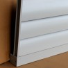 Aluminium Louver Fence Frame Look is 1.8M high and 1.8M wide. Colour is Silver Pearl
