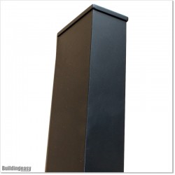 Post is 150 X 80 X 3 mm powder coated in matte black. Post is 2.5M long