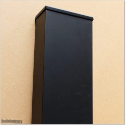 Post is 150 X 80 X 3 mm powder coated in matte black. Post is 2.5M long