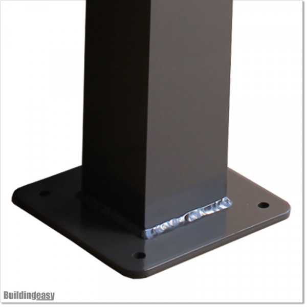 Aluminum Post with Base 100 X 100 and 4.0mm wall thickness. Powder coated in Iron Sand colour