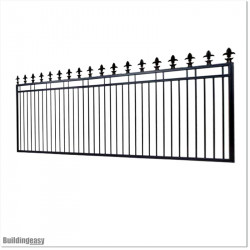 Gate is 5800mm wide and gate height is 1525mm. Overall gate height with wheels and tracks 1.6M