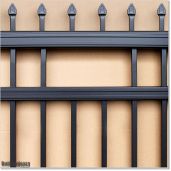Gate is 5800mm wide and gate height is 1830mm. Gate top is fitted with spears